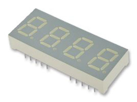 CA04-41SURKWA Kingbright 4 Digit 7-Segment LED Display, CA Red 87 mcd RH DP 10.2mm