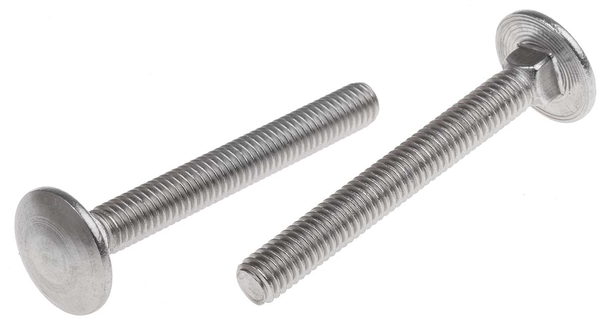 Plain Stainless Steel Coach Bolt, M6 x 50mm
