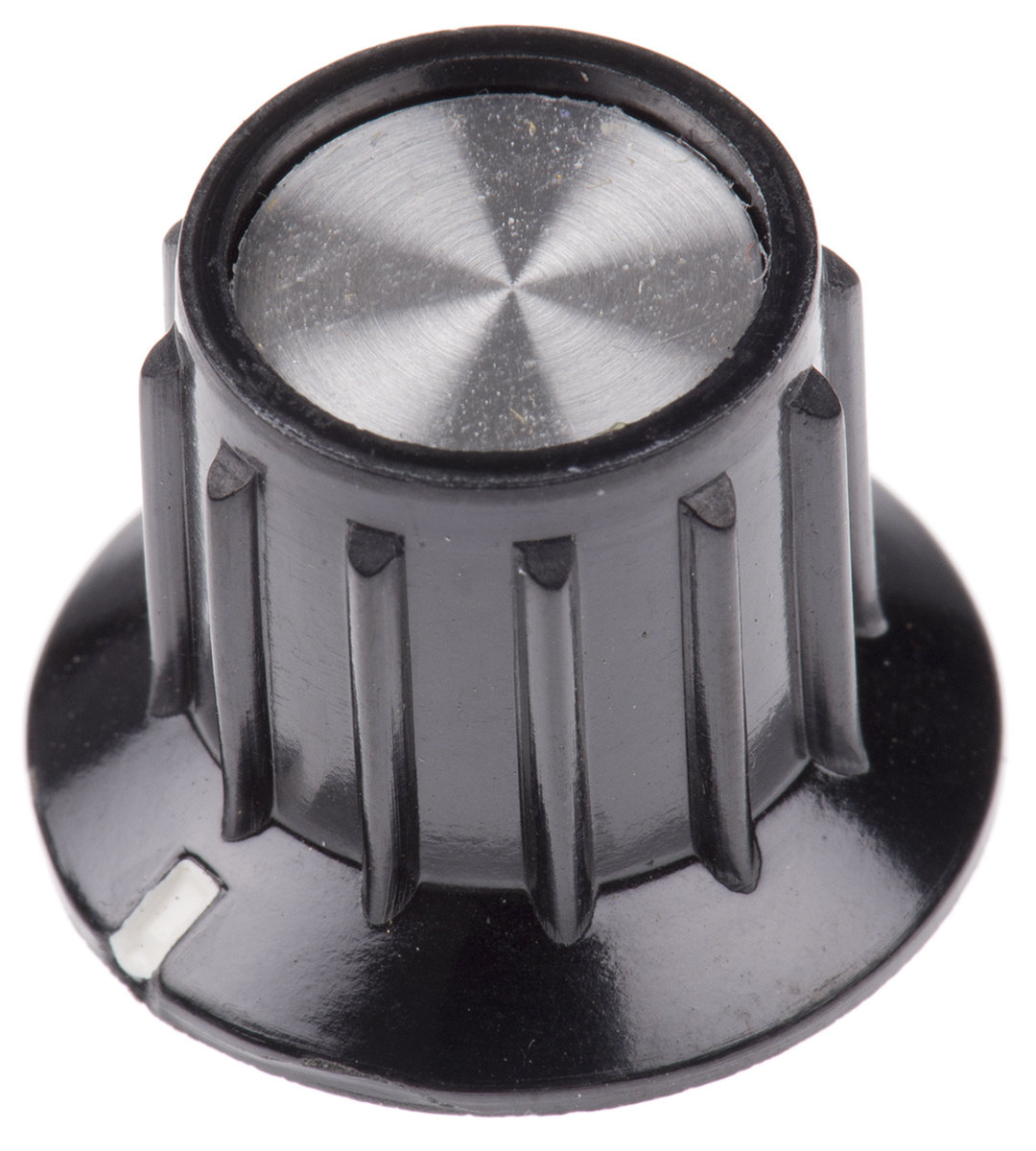 TE Connectivity 20.2mm Black Potentiometer Knob for 6.35mm Shaft Splined, PKA50B1/4