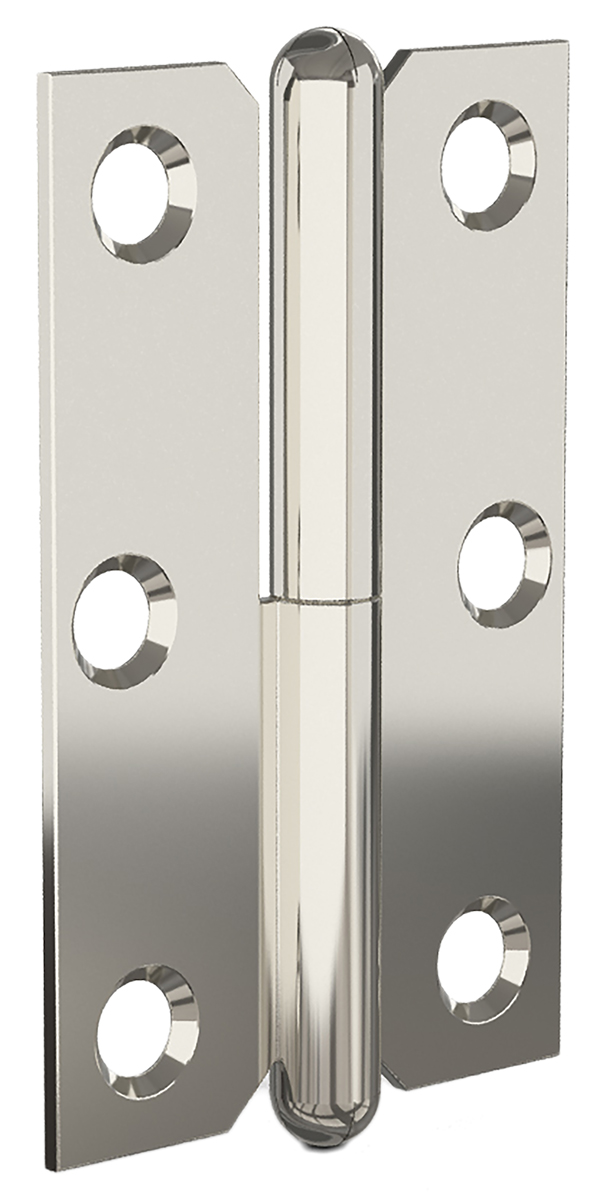 Pinet Steel Butt Hinge with a Lift-off Pin, Screw Fixing, 80mm x 50mm x 1.5mm