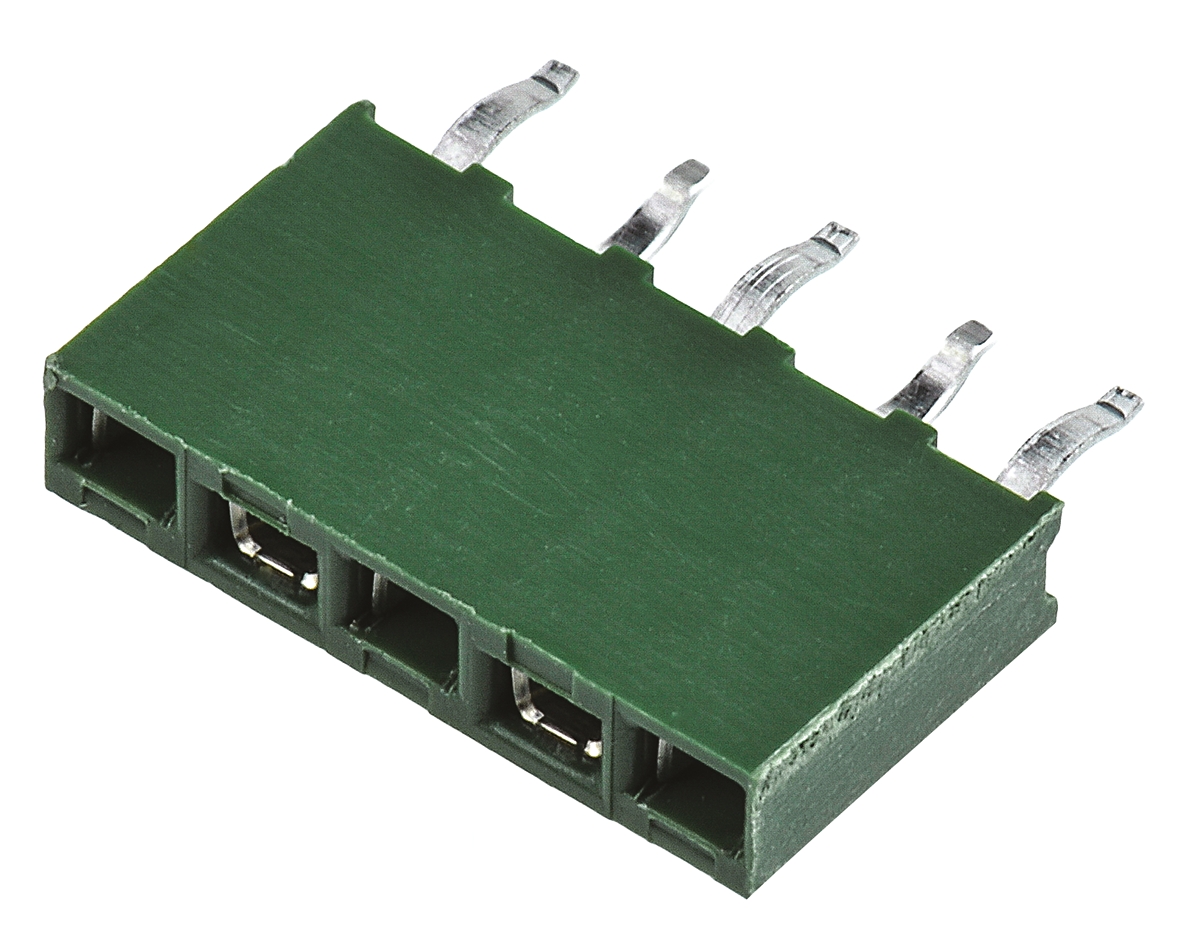 TE Connectivity AMPMODU HV100 Series Straight Through Hole Mount PCB Socket, 5-Contact, 1-Row, 2.54mm Pitch, Solder
