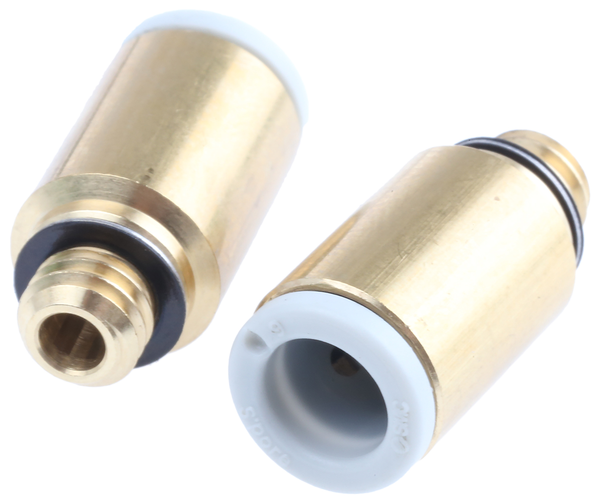 SMC KQ2 Series Straight Threaded Adaptor, M6 Male to Push In 6 mm, Threaded-to-Tube Connection Style