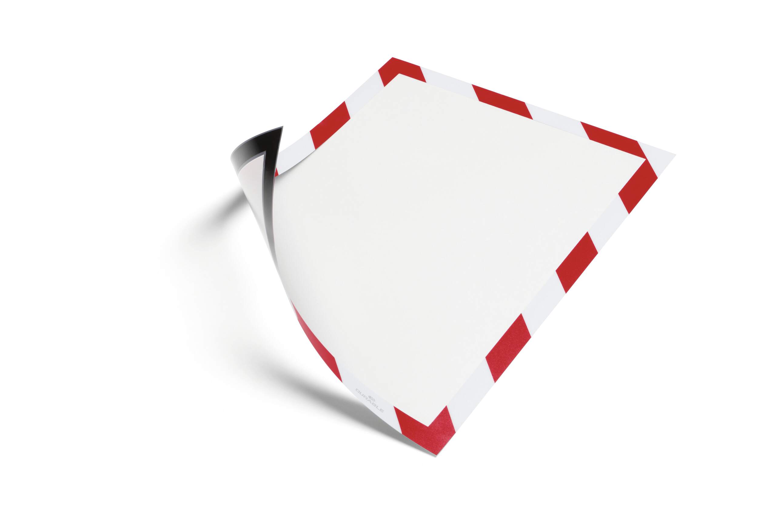 Durable MagneticDURAFRAME® MAGNETIC SECURITY Red/White A4 Metal Information Frame, 4.5mm Height, 236mm Width