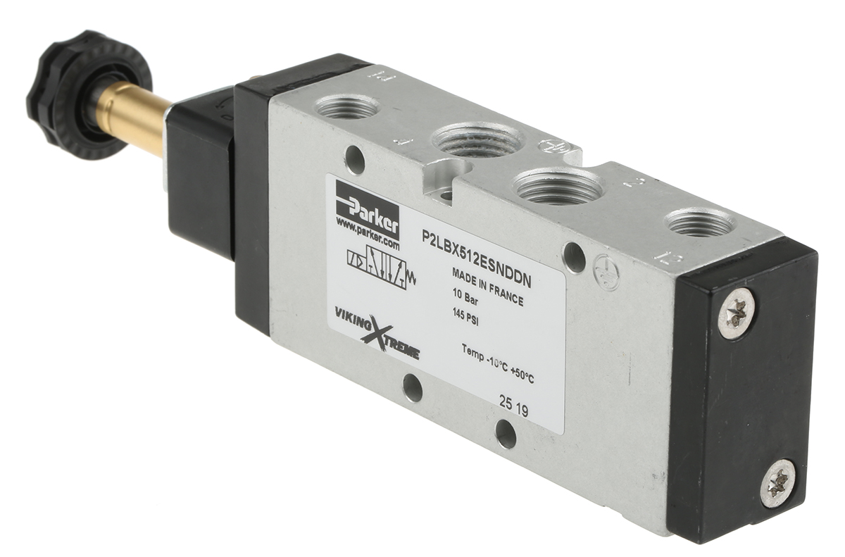 Parker 5/2 Pneumatic Solenoid Valve - Solenoid/Spring G 1/4 Viking Xtreme Series