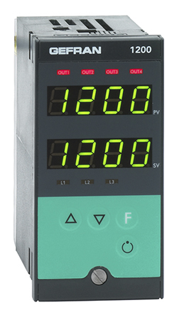 Gefran 1200 PID Temperature Controller, 96 x 48 (1/8 DIN)mm, 3 Output Relay, 100 V ac, 240 V ac Supply Voltage ON/OFF