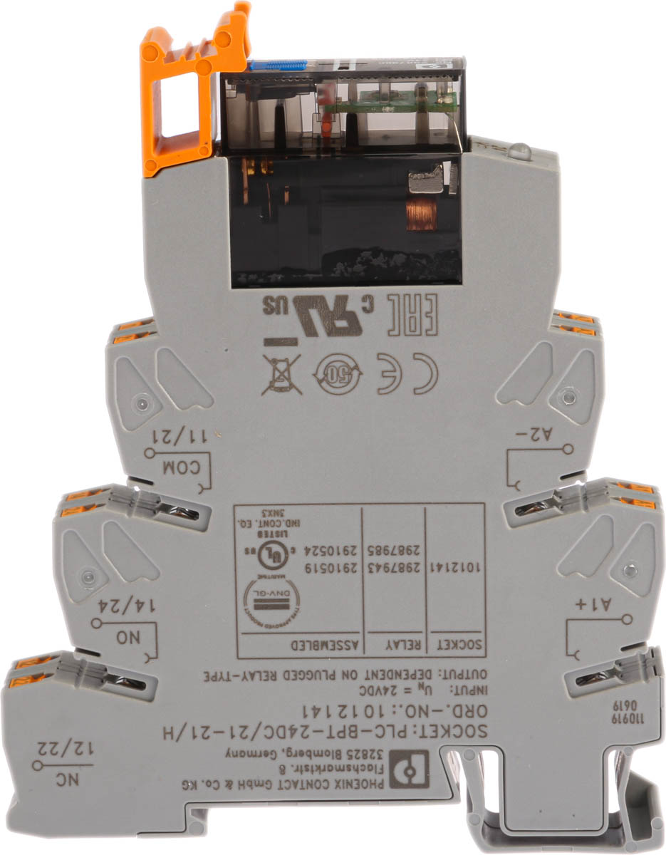 Phoenix Contact PLC-RPT- 24DC/21-21AU/MS Series Interface Relay, DIN Rail Mount, 24V dc Coil, DPDT, 2-Pole