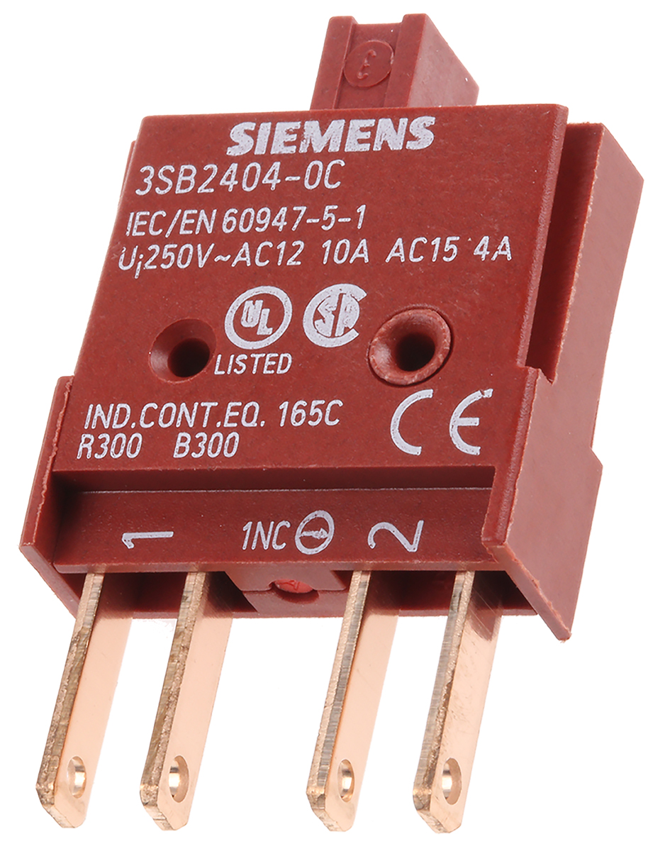 Siemens 3SB2 Series Contact Block for Use with 3SB2, 5 → 230V, 1 NC