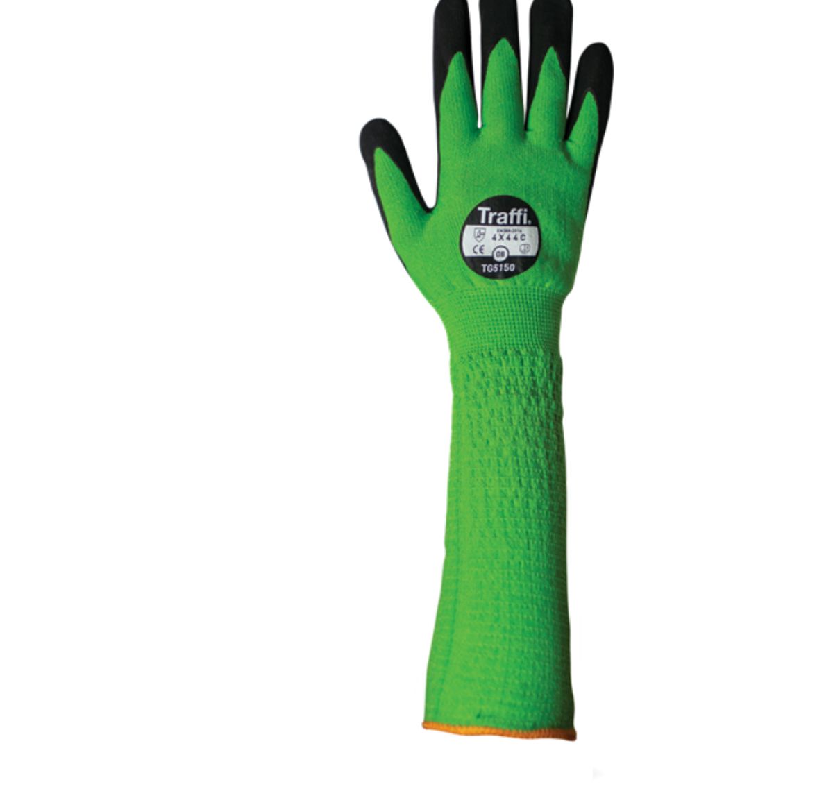 Traffi Green Glass, Polyamide, Polyethylene Nitrile, Nylon Cut Resistant Gloves, Size 11, Nitrile Coating
