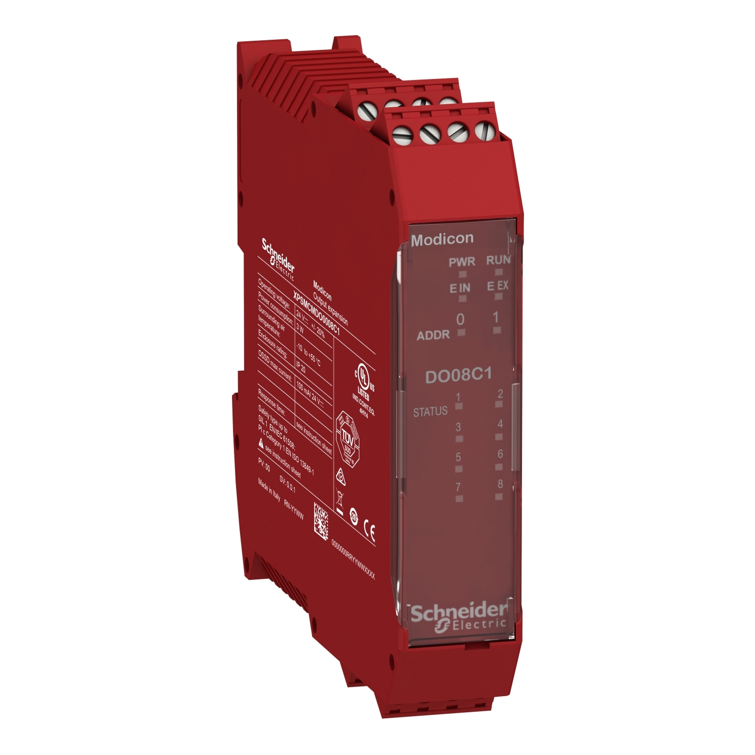 Schneider Electric Preventa Safety Automation XPSMCM Series PLC Expansion Module, 8 Safety Outputs, 24 V