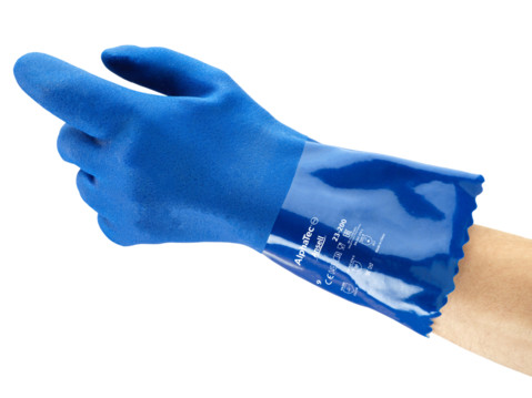 Ansell AlphaTec Blue Cotton Work Gloves, Size 7, Polyvinyl Chloride Coating