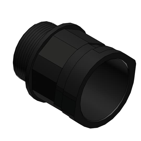 PMA Straight Connector, Conduit Fitting, 12mm Nominal Size, M20, Polyamide 6, Black