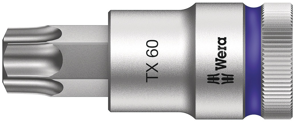 Wera 1/2 in Drive Bit Socket, Torx Bit, T60, 60 mm Overall Length