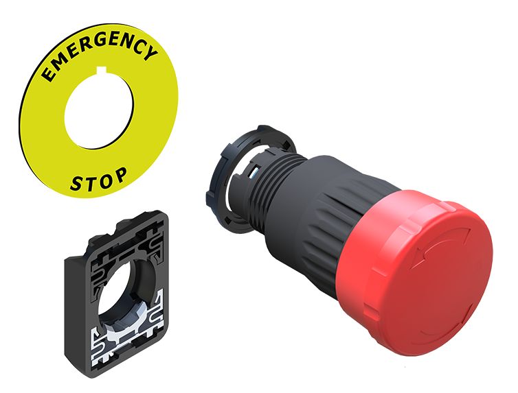 RS PRO Key Release Emergency Stop Push Button, Panel Mount, 22.5mm Cutout, IP20, IP65