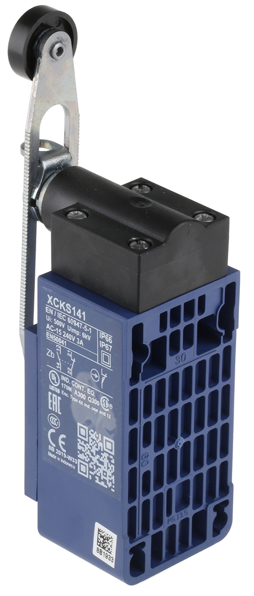 Telemecanique Sensors XCKS Series Roller Lever Limit Switch, NO/NC, IP65, DP, Plastic Housing, 240V ac Max, 3A Max