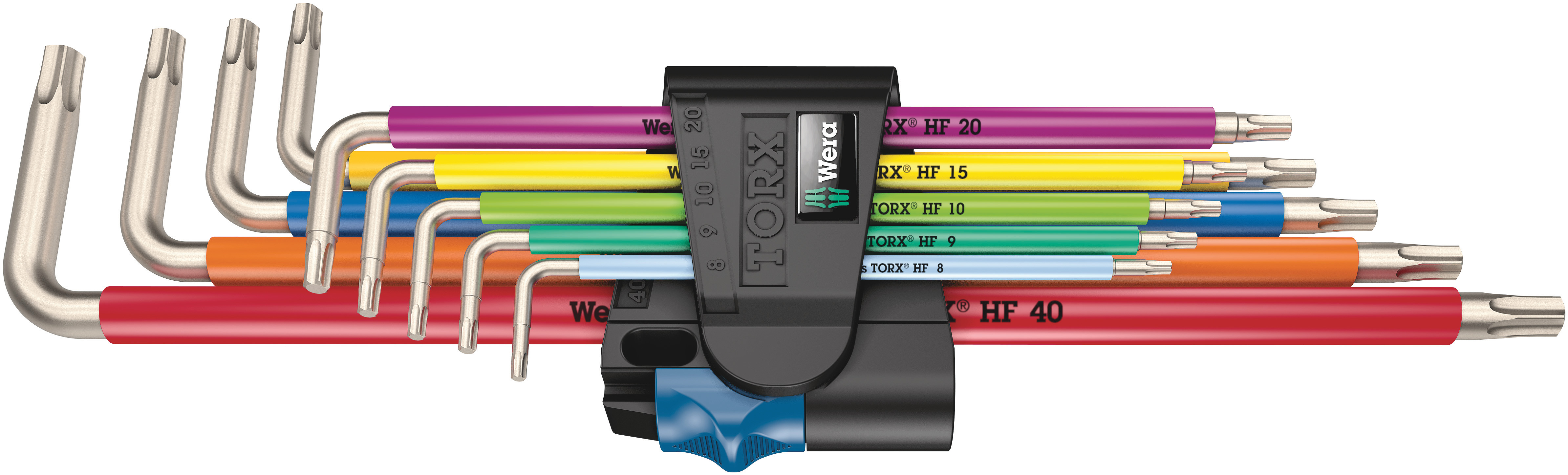 Wera 9-Piece Torx Key Set, 8 mm, 9 mm, 10 mm, 15 mm, 20 mm, 25 mm, 27 mm, 30 mm, 40 mm Size, L Shape, Long Arm
