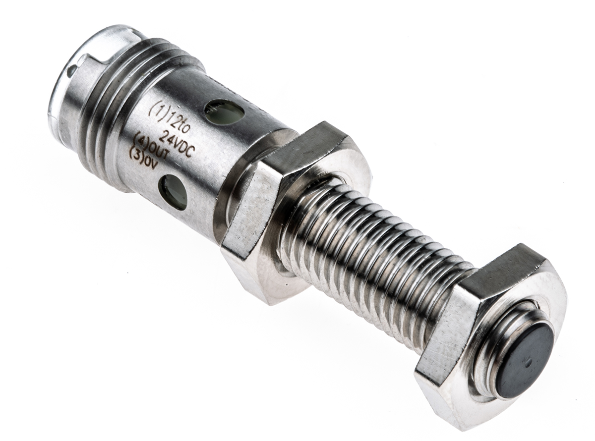 Omron Inductive Threaded Barrel Proximity Sensor, M8, 2 mm Detection, PNP NO, 12 → 24 V dc