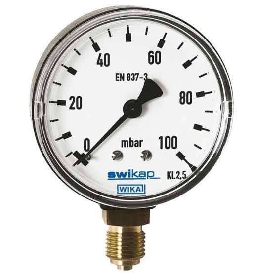 WIKA G 1/4 Analogue Pressure Gauge 250mbar Back Entry 50mm Outside Diameter