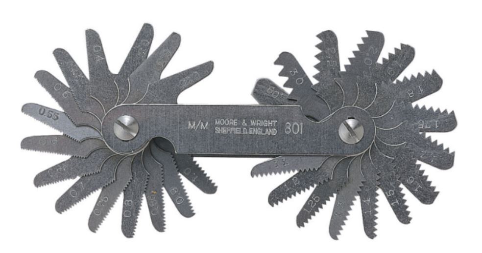 Moore & Wright, 22 Blades Thread Pitch Gauge, Metric thread type
