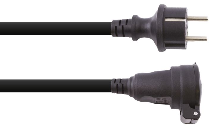 S2Ceb-Groupe Cae Straight CEE 7/7 Plug to Straight 2P+E Socket Extension Lead, 5m