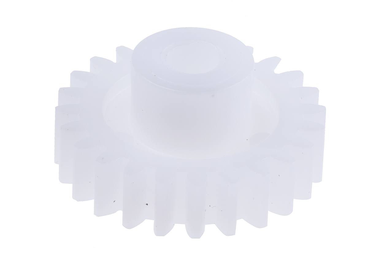 RS PRO POM 24 Teeth Spur Gear, 1 Module, 5mm Bore Diam, 24mm Pitch Diam, 11.7mm Hub Diam