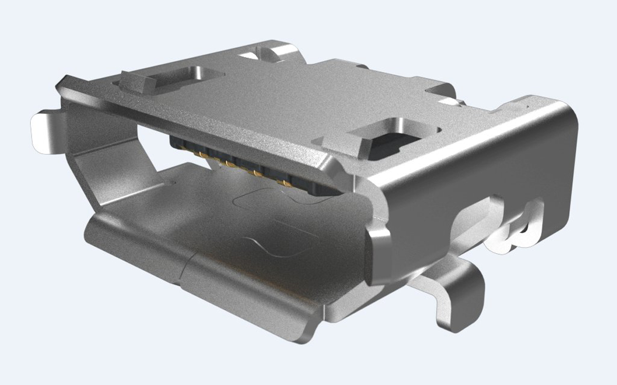 Amphenol Communications Solutions Right Angle, SMT, Socket Type Micro B 2.0 USB Connector
