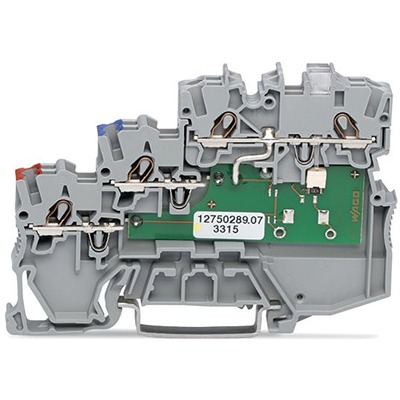 WAGO 2000-5311/1102-950 TOPJOB S Series Grey, 1mm², 3-Level, Push-In Cage Clamp Termination