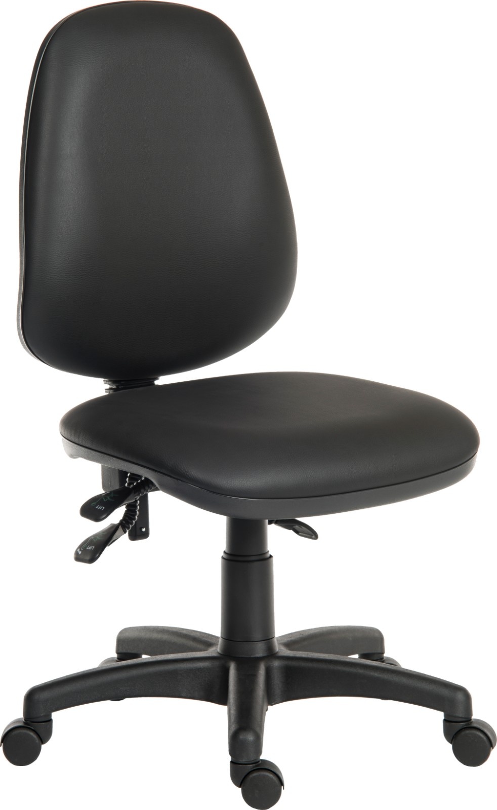 RS PRO Black Polyurethane Operator Chair, 120kg Weight Capacity