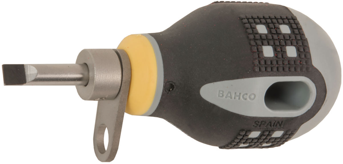 Bahco Slotted Stubby Screwdriver, 5.5 x 1 mm Tip, 25 mm Blade, 83 mm Overall