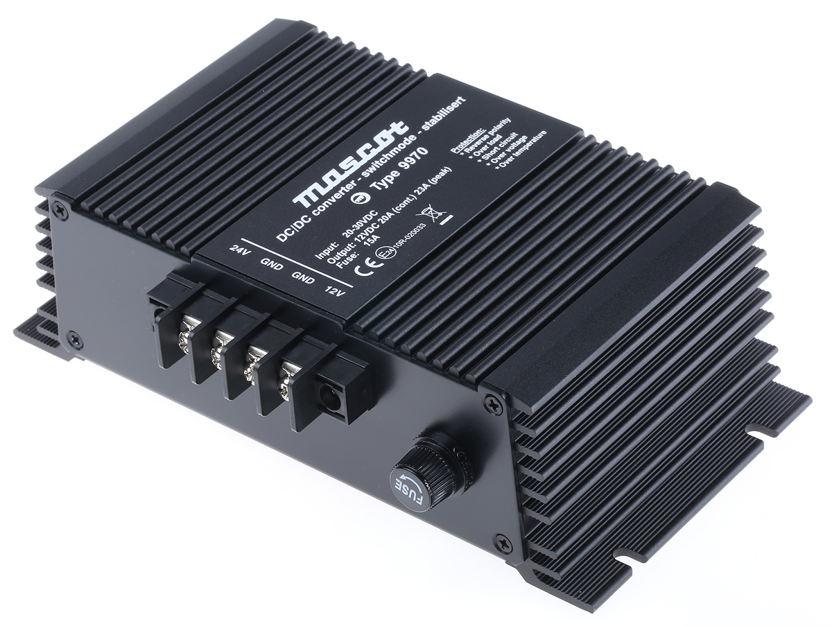 Mascot DC-DC Converter, 13.8V dc/ 23A Output, 20 → 30 V dc Input, 317W, Mounting Bracket, +40°C Max Temp 0°C Min