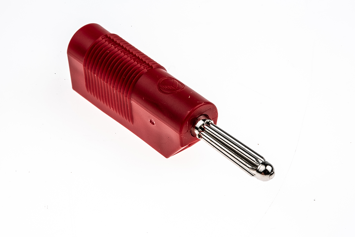 Hirschmann Test & Measurement Red Male Banana Plug, 4 mm Connector, Tab Termination, 30A, 30 V ac, 60V dc, Nickel