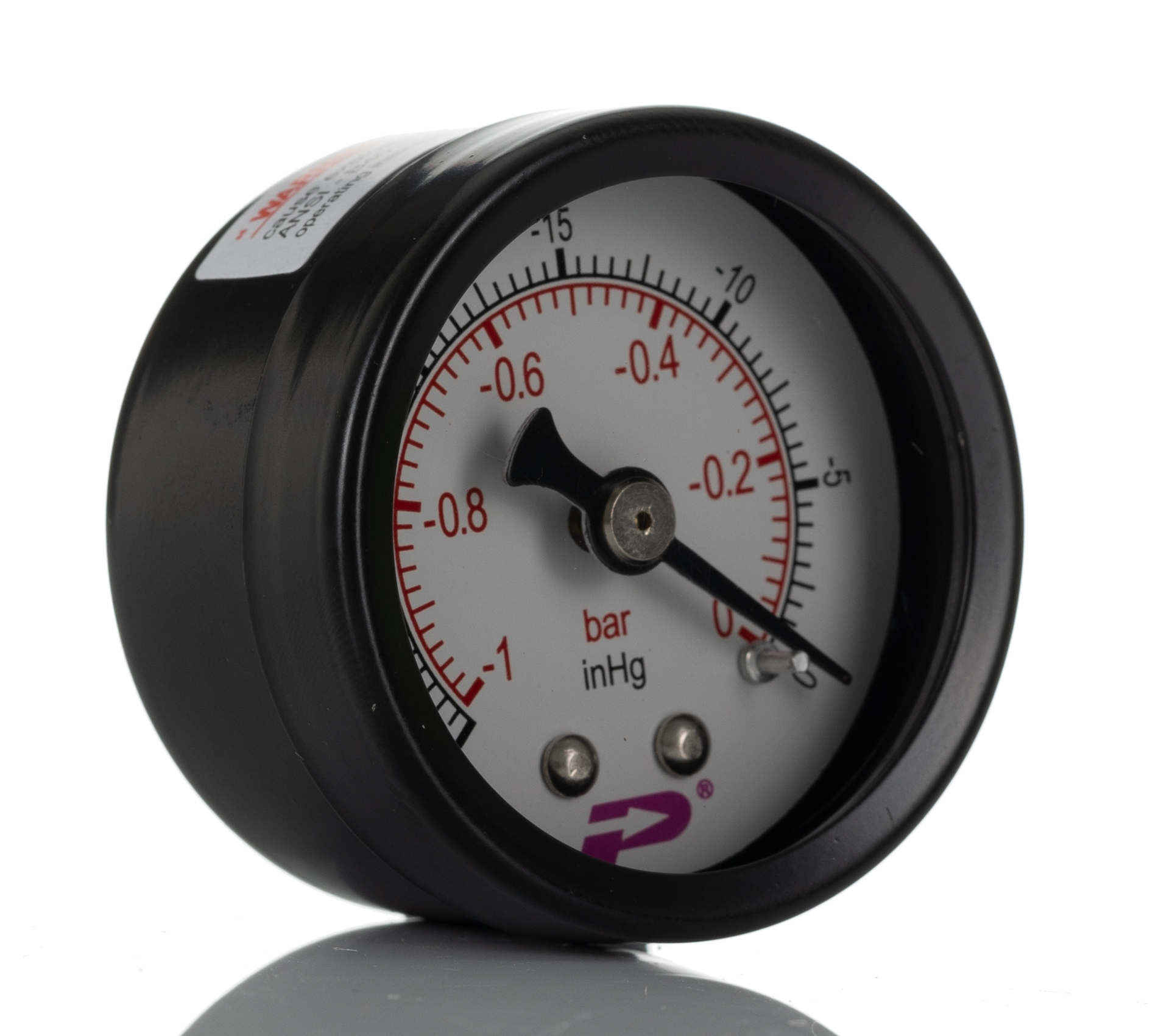 RS PRO BSP 1/8in Analogue Vacuum Gauge 0bar Back Entry 40mm Outside Diameter