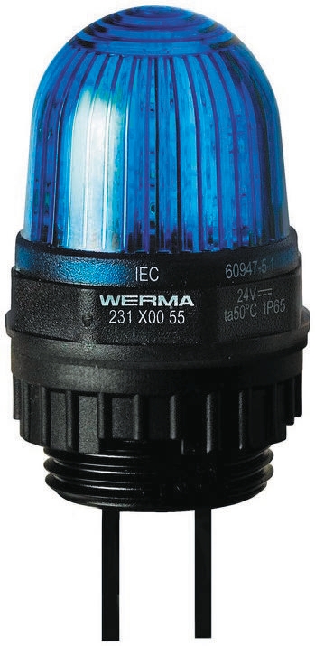 Werma EM 231 Series Blue Steady Beacon, 24 V dc, Panel Mount, LED Bulb, IP65