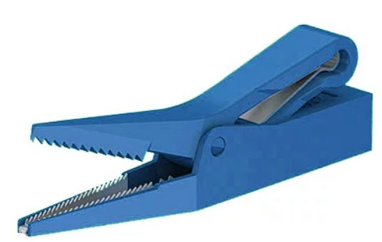 Staubli Crocodile Clip 4 mm Connection, Brass Contact, 10A, Blue