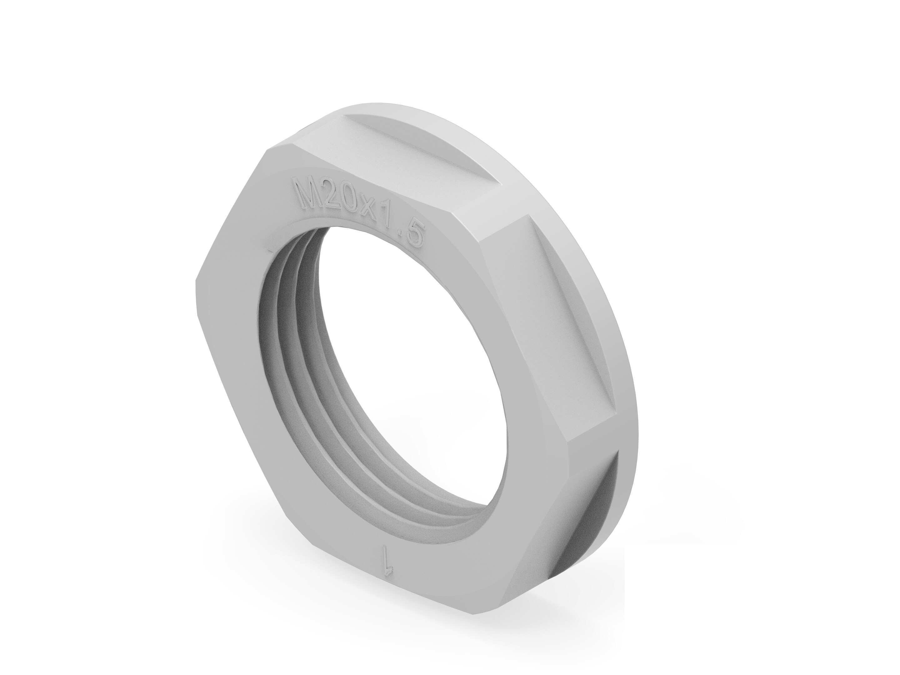 Light Grey UL 94 V2 PA 6 Cable Gland Locknut, M20 Thread