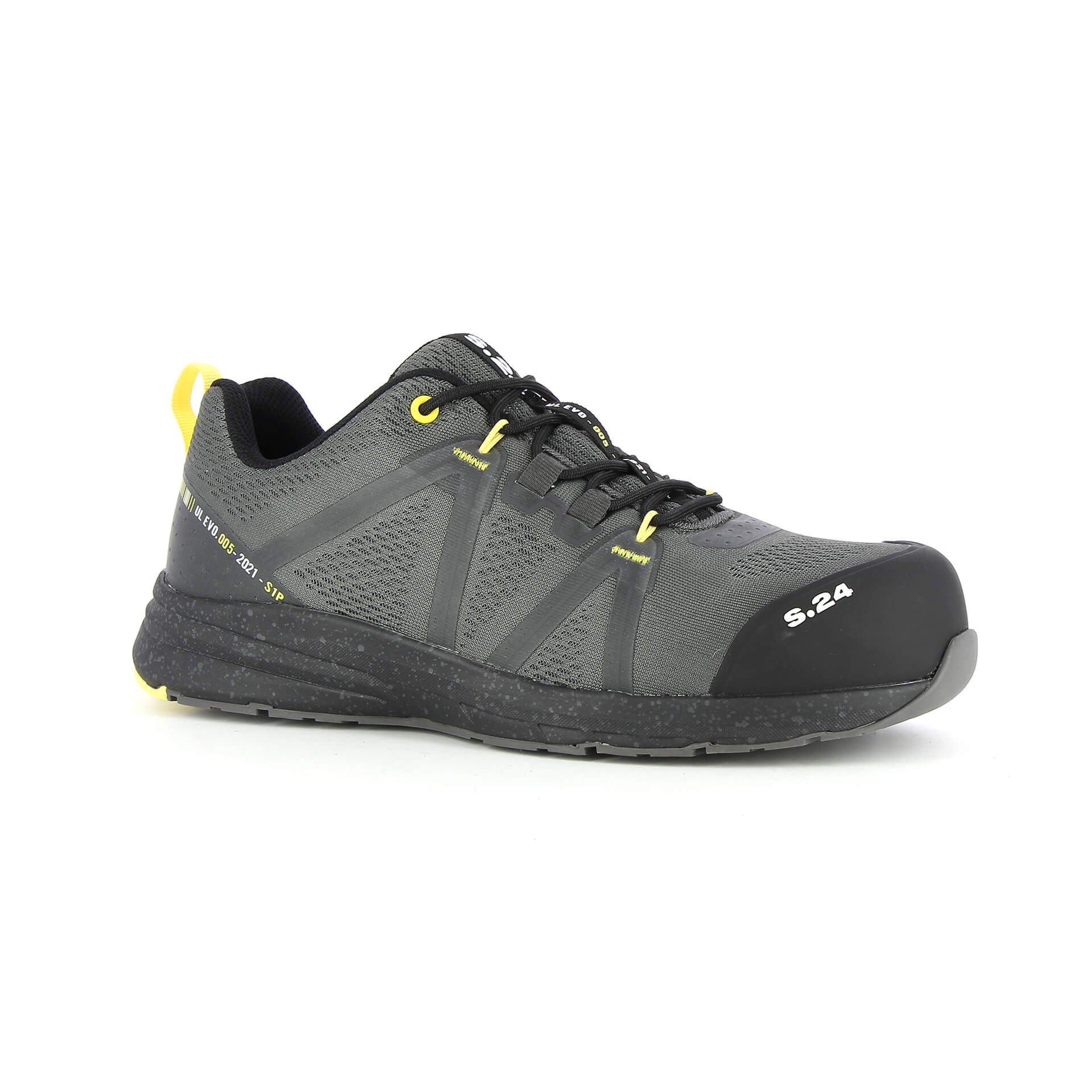 S.24 KOMET S1P Unisex Black, Grey, Yellow CROSSFIBRE Toe Capped Safety Trainers, UK 6, EU 40