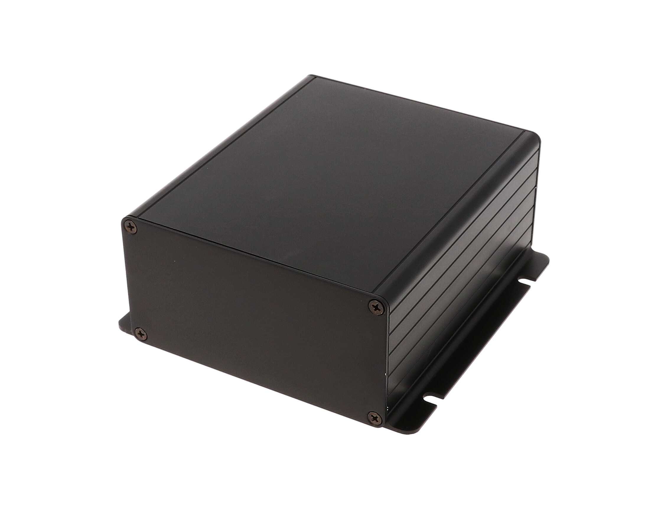 Hammond 1455F Series Black Aluminium Enclosure, IP54, Flanged, Black Lid, 121 x 78 x 28mm