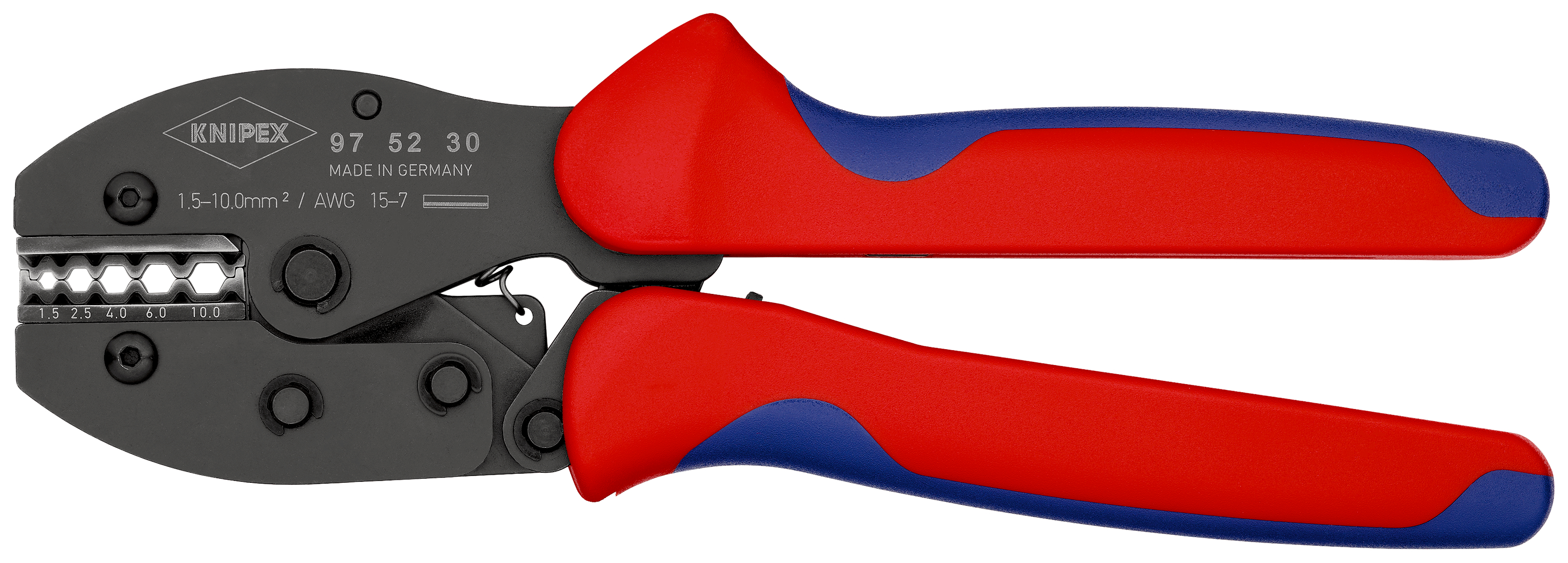 Knipex PreciForce® Hand Ratcheting Crimp Tool for Uninsulated Butt Splices, 1.5 → 10mm² Wire