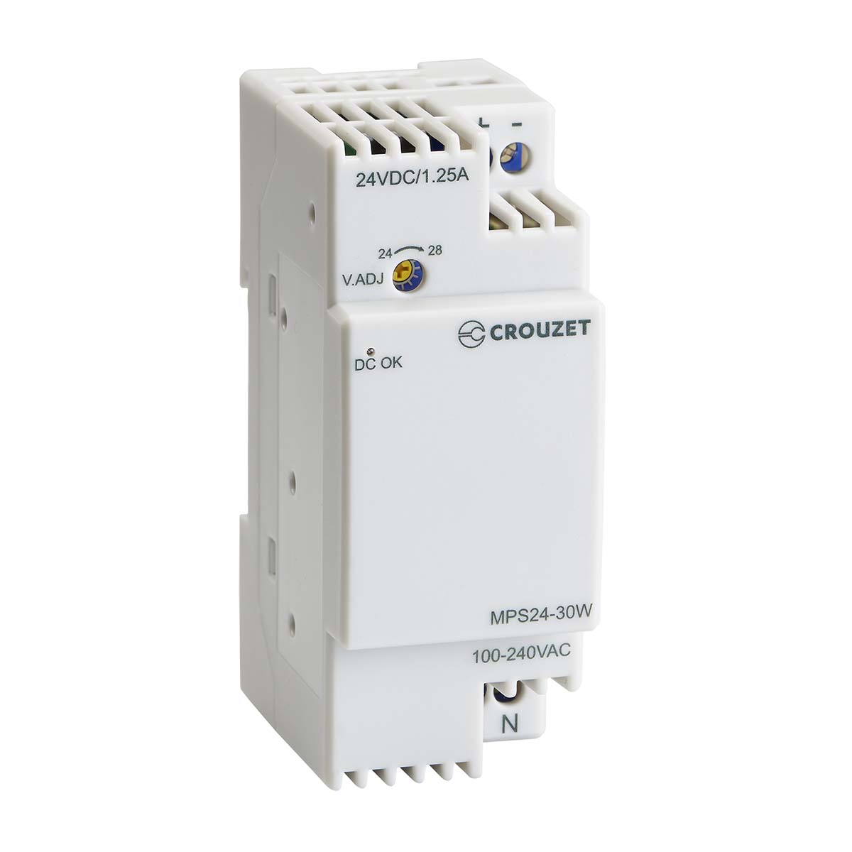 Crouzet Switched Mode DIN Rail Power Supply, 100V ac ac Input, 24V dc, 1.25A Output