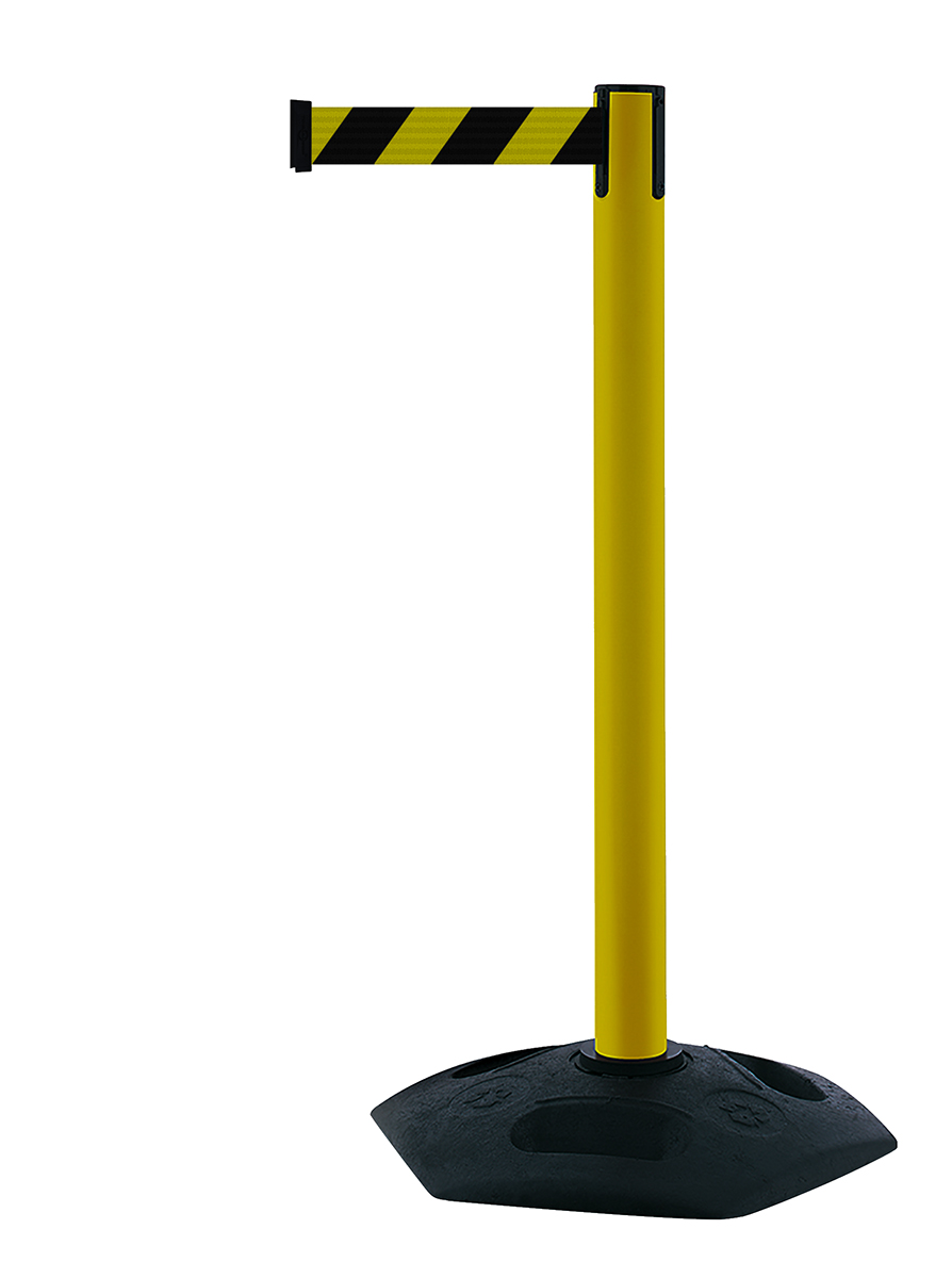 Tensator Black & Yellow Plastic, Rubber Retractable Barrier, 3.65m, Yellow/Black Tape