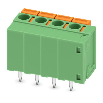 Phoenix Contact PCB Terminal Block, 4-Contact, 5.08mm Pitch, Wave Soldering, 1-Row, Push In Spring Termination