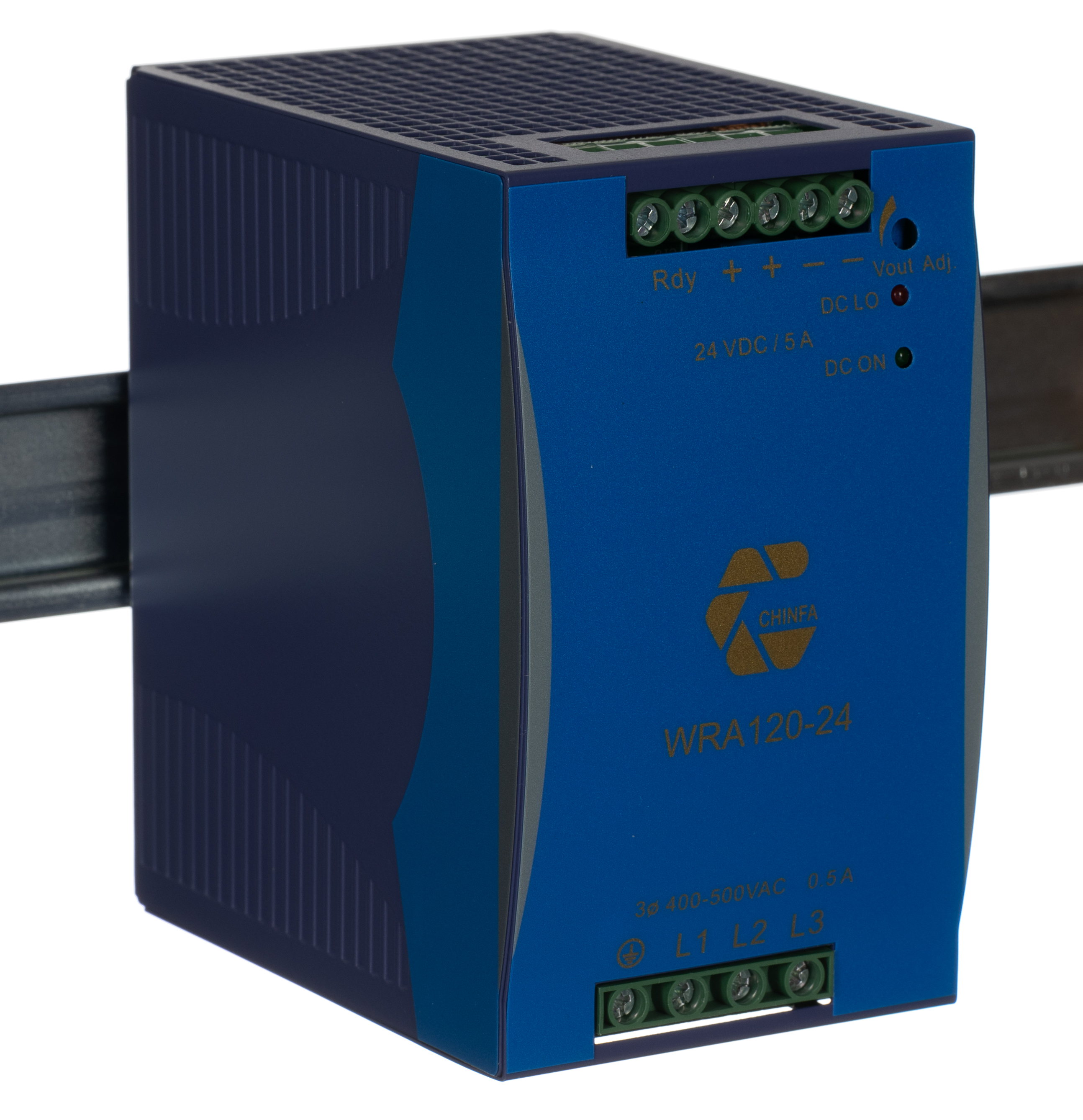 Chinfa WRA 120 Switched Mode DIN Rail Power Supply, 400V ac ac Input, 24V dc dc Output, 5A Output, 120W
