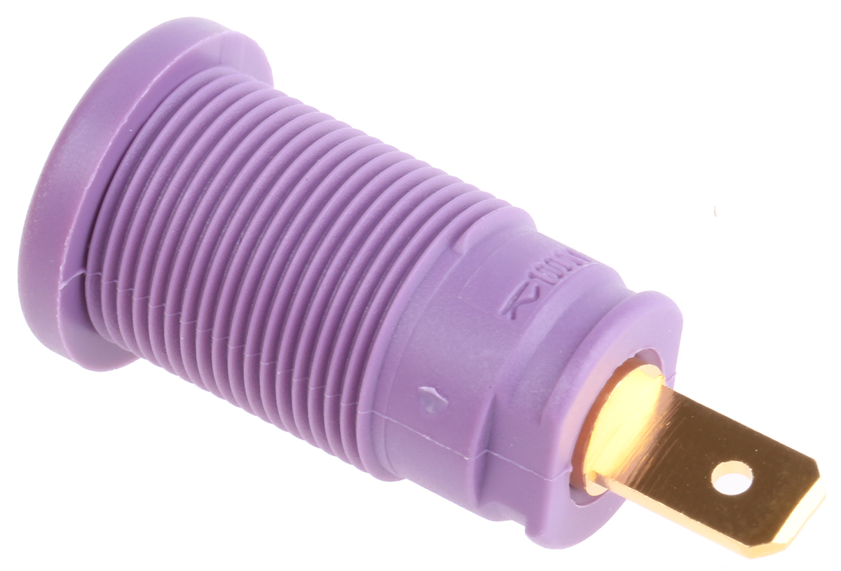 Hirschmann Test & Measurement Violet Female Banana Socket, 4 mm Connector, Tab Termination, 25A, 1000V ac/dc, Gold