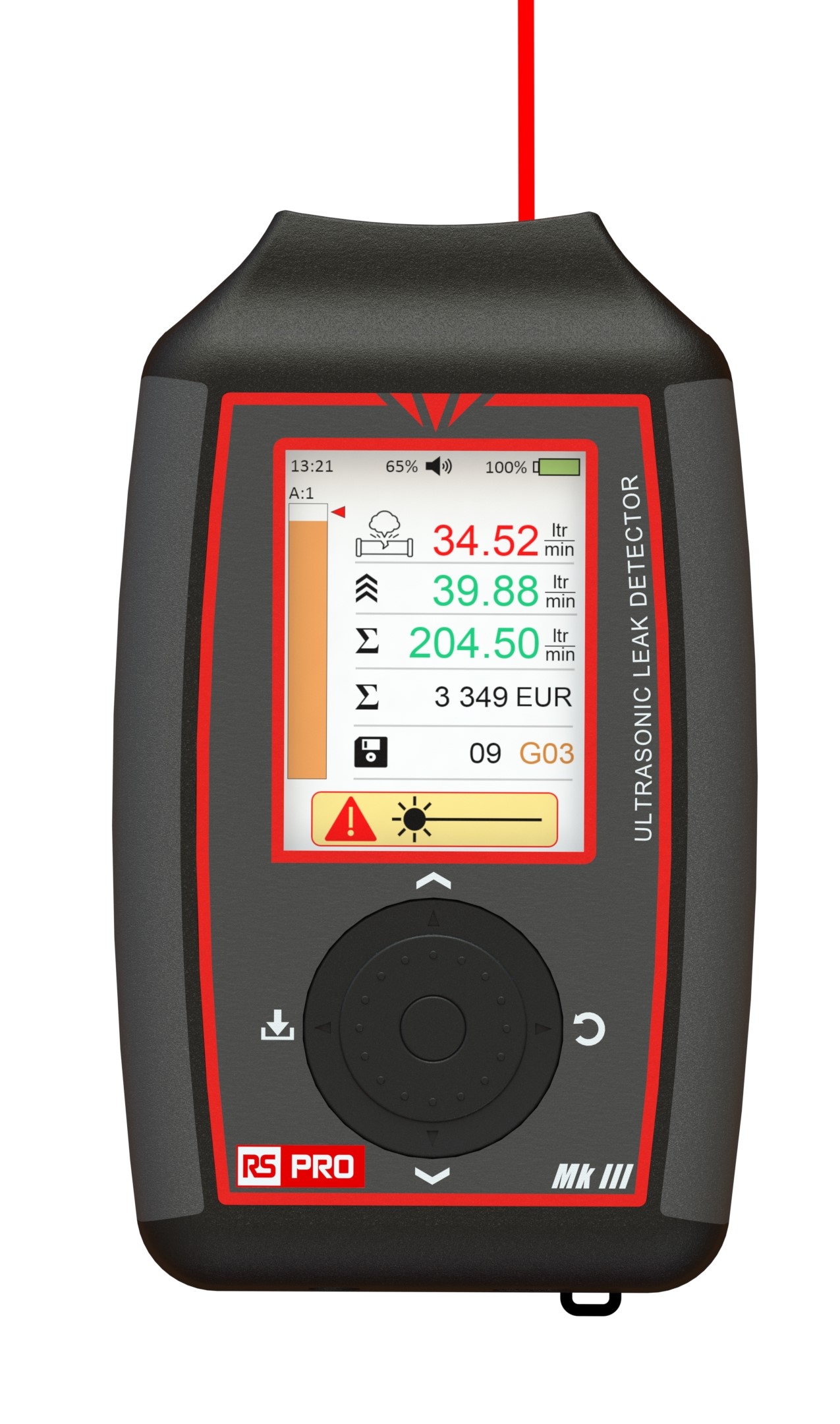 RS PRO Ultrasonic Leak Detector, 2.8in Display