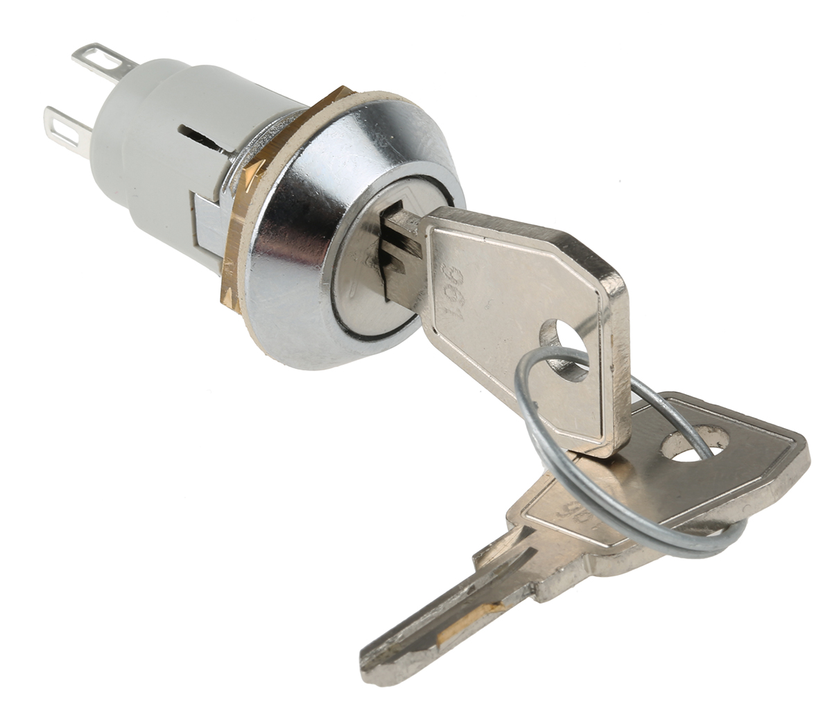 Lorlin IP66, IP67 Key Switch, SPDT, 5 A@ 115 V ac 2-Way Random-Key