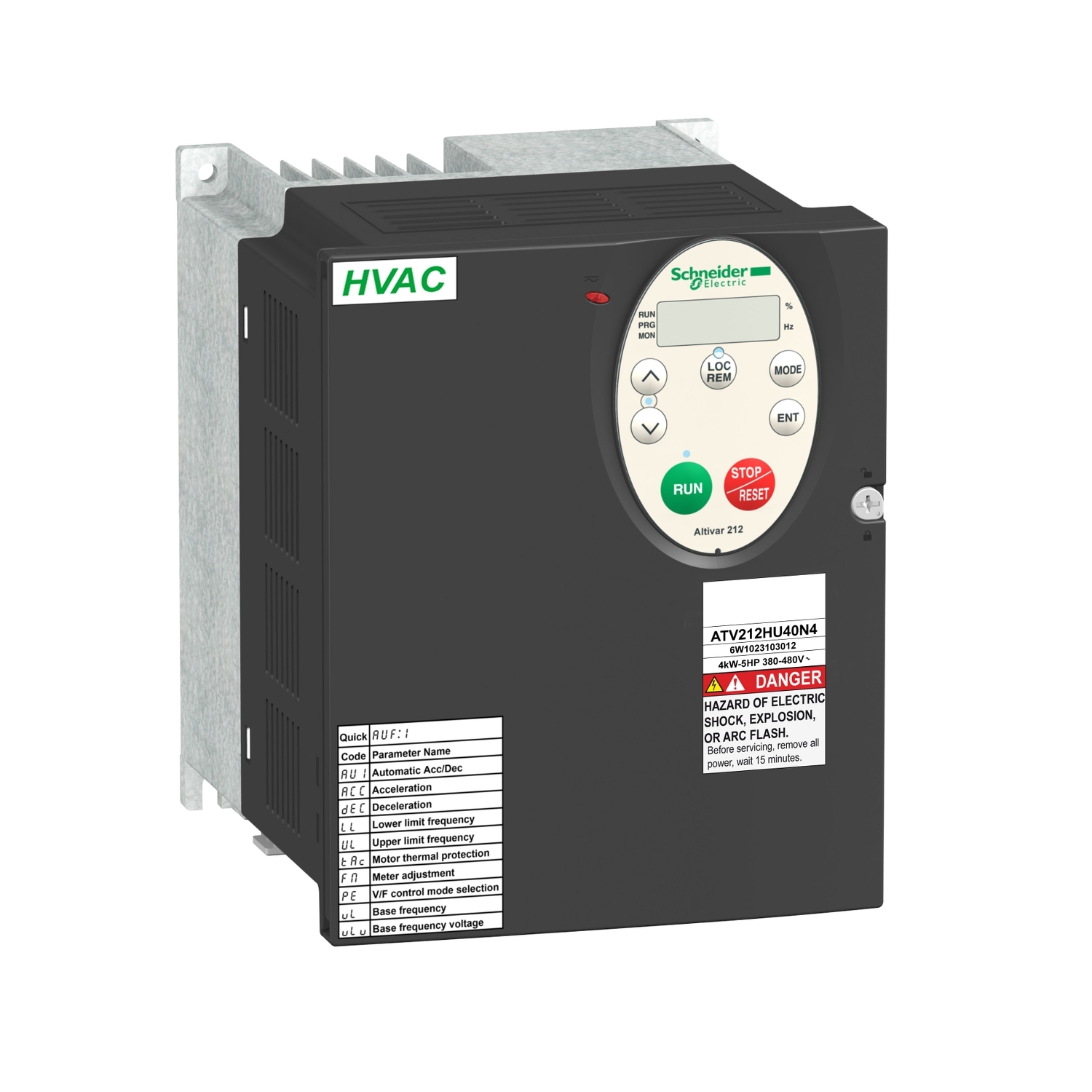 Schneider Electric Inverter Drive, 3 kW, 3 Phase, 480 V, 7.2 A, ATV 212 Series