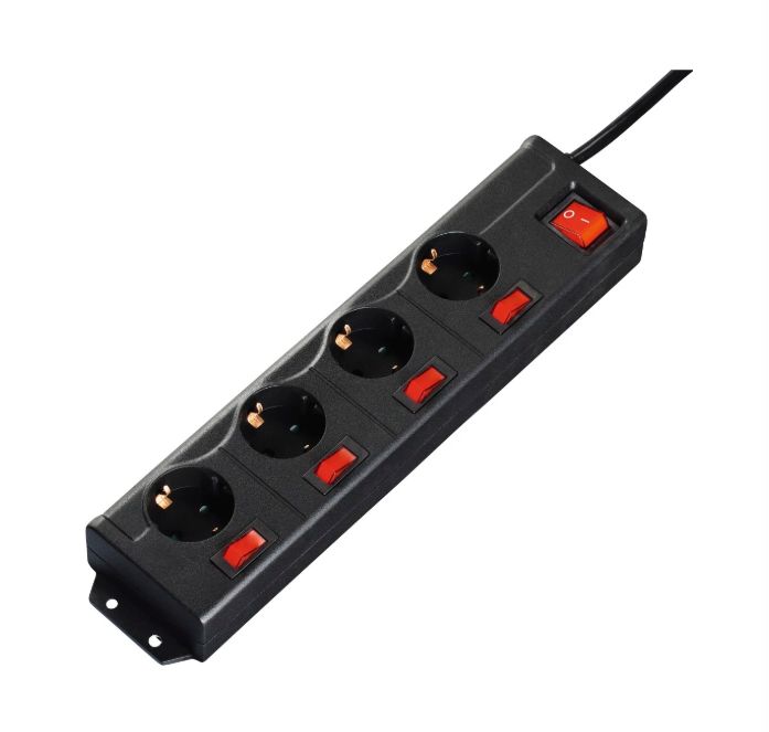 Hama 4 Gang Power Distribution Unit, 1.4m Cable, 16A, 250 V