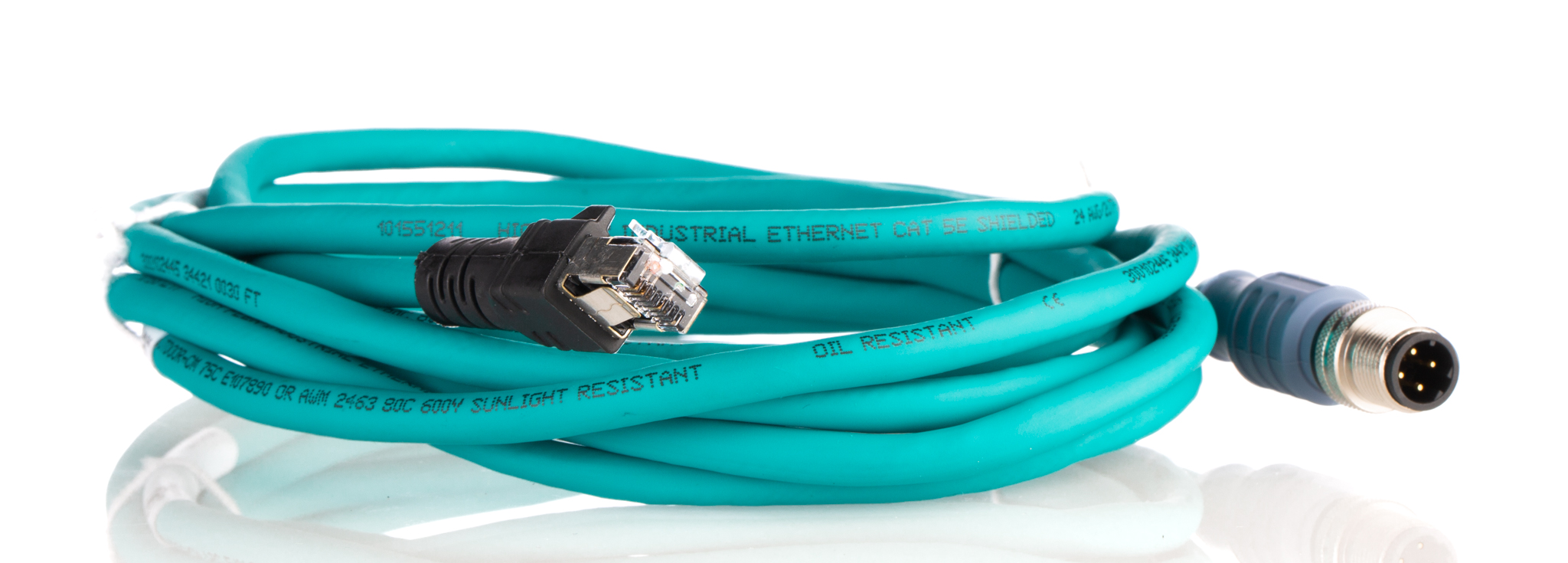 Turck, 3m Cat5e, Teal M12 to Male RJ45 Male Shielded, Terminated TPE Sheath