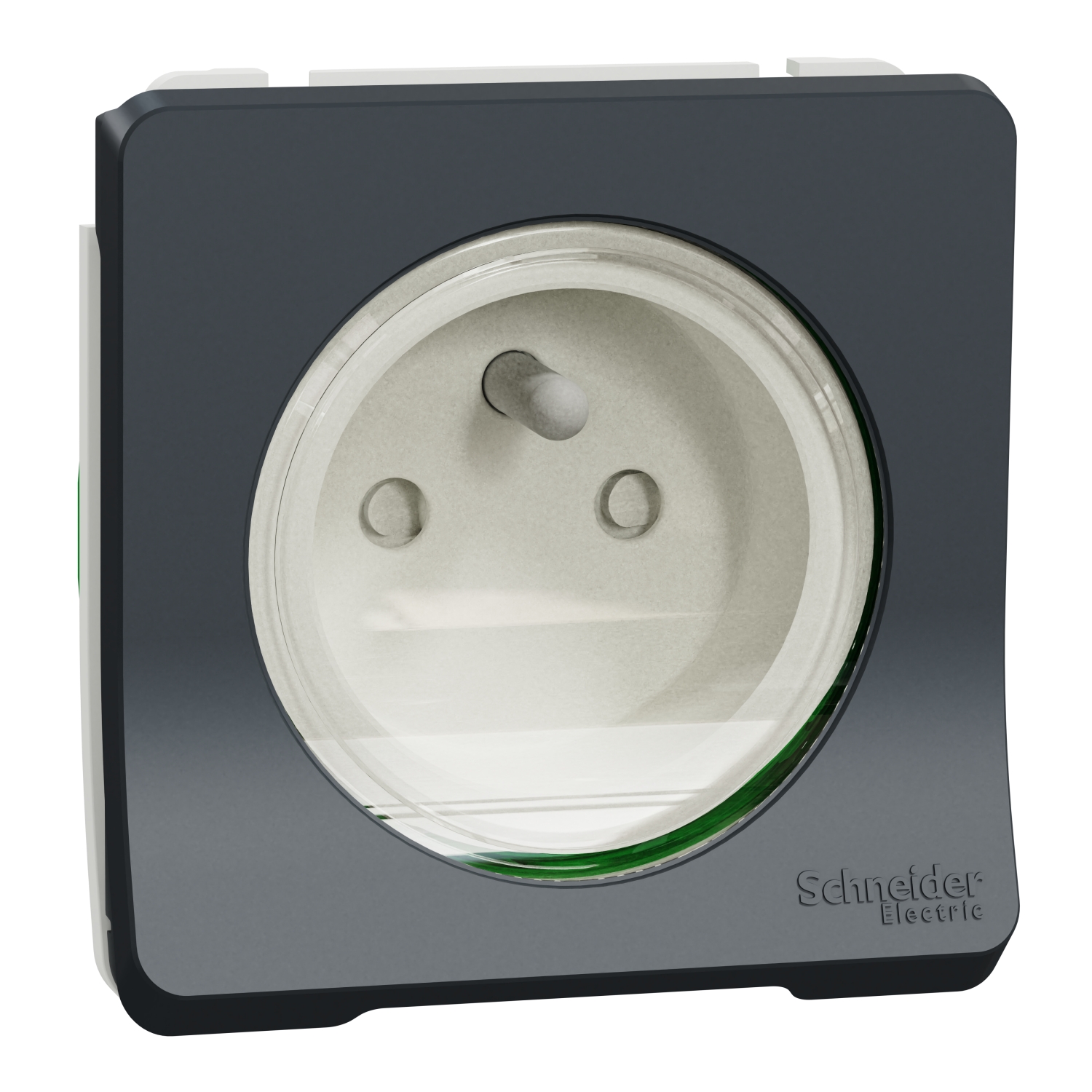 Schneider Electric Mureva Styl Grey 1 Gang Plug Socket, 2P+E Poles, 16A, Type E - French, Outdoor Use