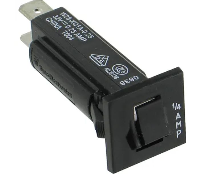 TE Connectivity Thermal Circuit Breaker - W28  Single Pole 32 V dc, 250V ac Voltage Rating, 250mA Current Rating