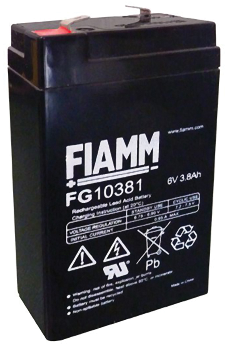 Fiamm 6V Faston F1 Sealed Lead Acid Battery, 3.8Ah